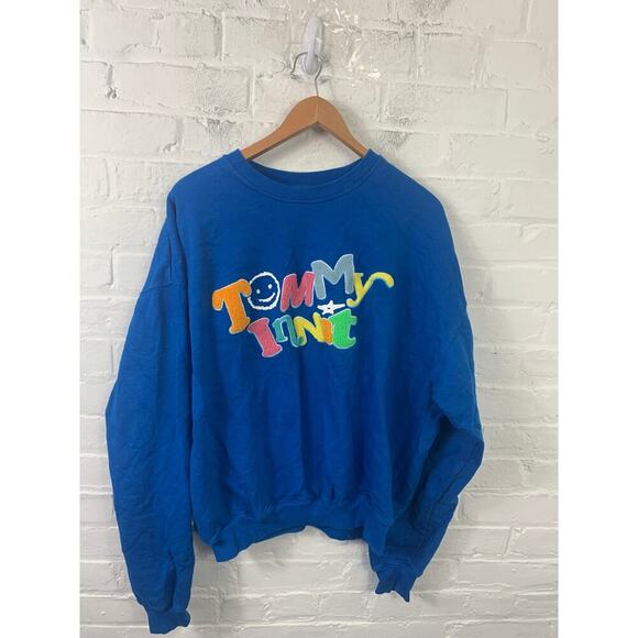 Tommyinnit ‘21 Women's Crewneck Sweater Official Merch Ribbed Blue Size Large - Picture 1 of 5